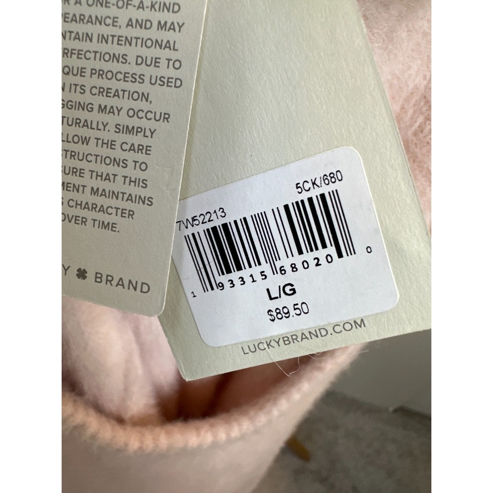 NWT Lucky Brand Pink Fuzzy Eyelash Knit Crew Neck Sweater Large Stretch Cozy - Picture 11 of 15
